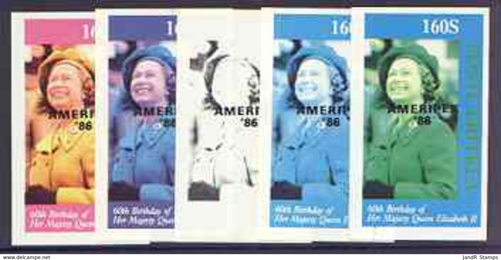 Eritrea 1986 Queen's 60th Birthday Imperf Souvenir Sheet (160s Value) With AMERIPEX Opt In Black, - Erythrée