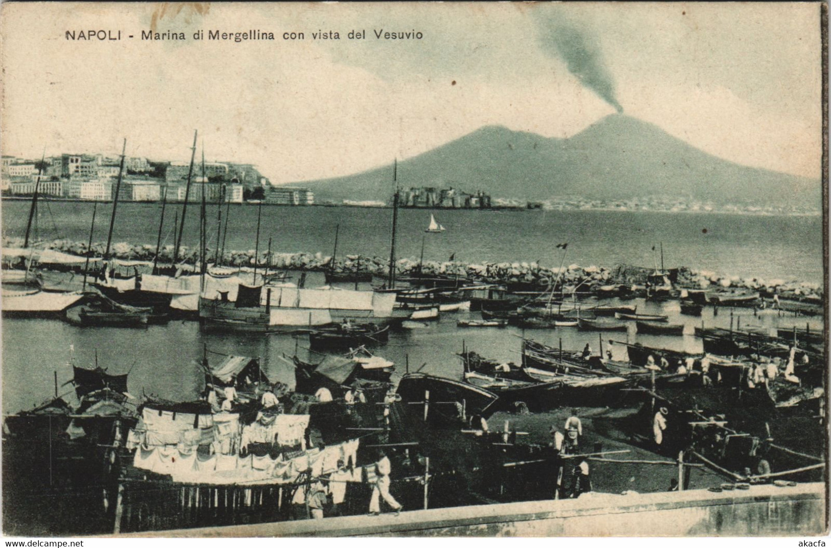 CPA AK NAPOLI Marina Di Mergellina Con Vista Del Vesuvio CAMPANIA ITALY (15412) - Marano Di Napoli