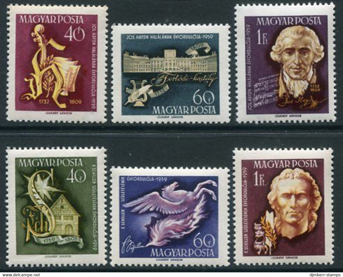 HUNGARY 1959 Haydn And Schiller Anniversaries  MNH / **.  Michel 1618-23 - Ongebruikt