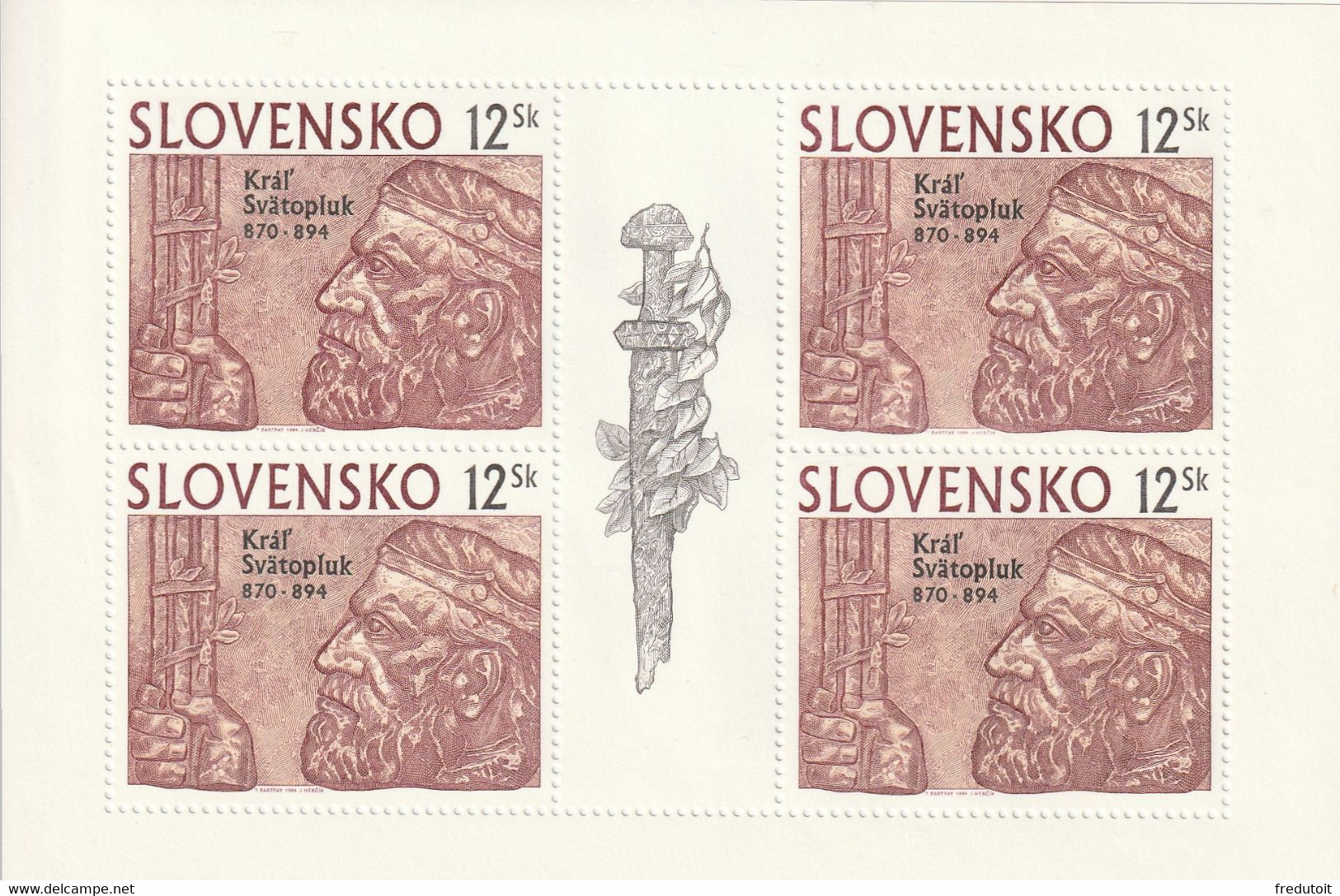 SLOVAQUIE - Feuillet - N°164 ** (1994) Roi Svatopcuk 1er - Blocks & Kleinbögen