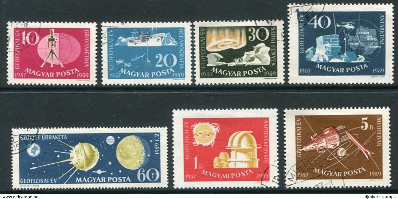 HUNGARY 1959 International Geophysical Year Used.  Michel 1571-77 - Oblitérés