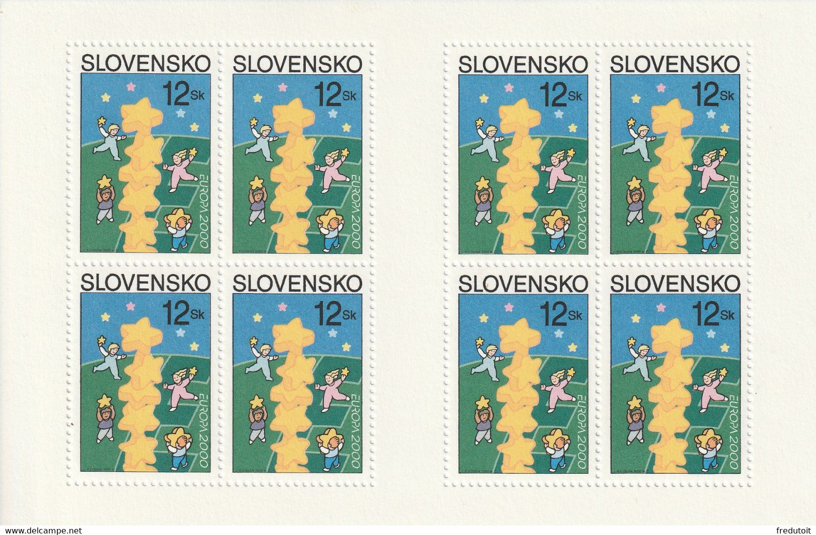 SLOVAQUIE - Feuillet - N°321a ** (2000) Europa - Papier Fluorescent - - Blocks & Sheetlets