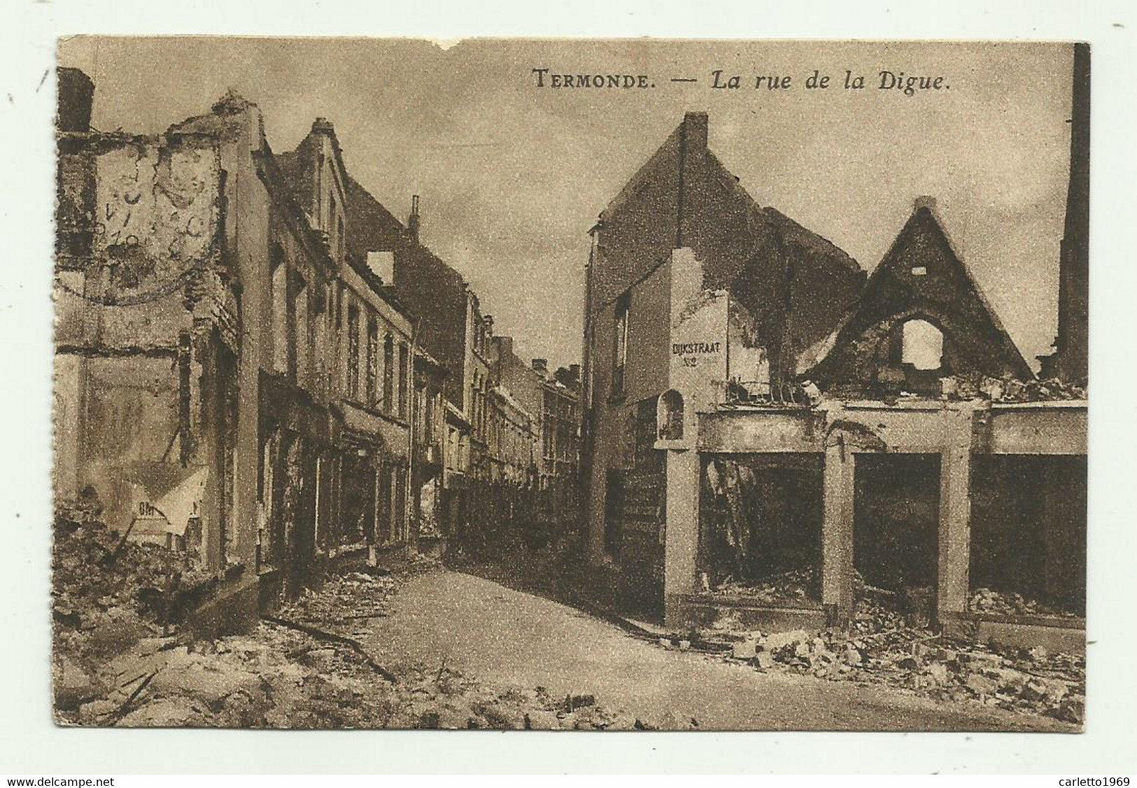 TERMONDE - LA RUE DE LA DIGUE 1919 - VIAGGIATA FP - Dendermonde