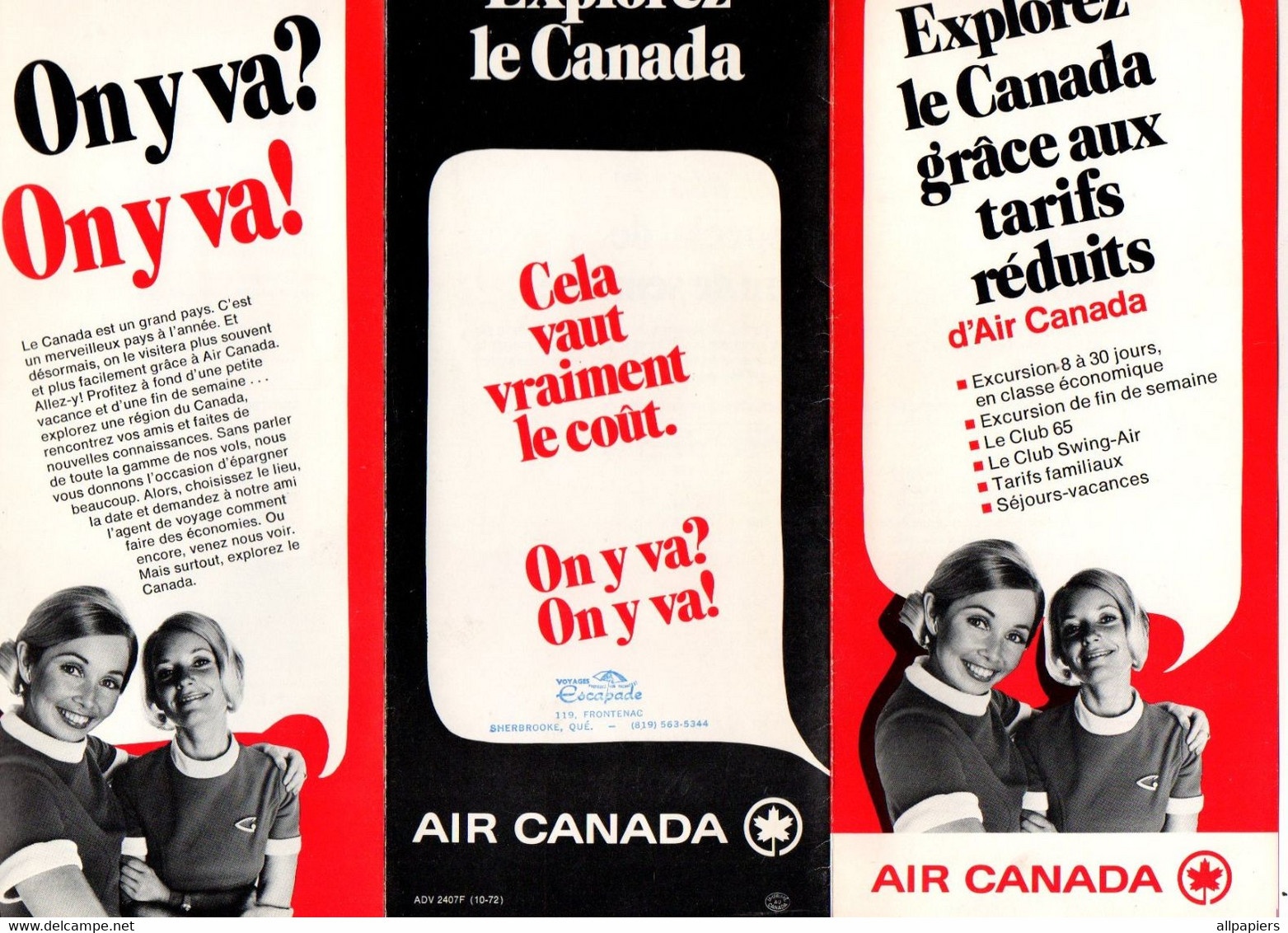 Brochure Publicitaire Explorez Le Canada Avec Air Canada Explorez Le Canada Grâce Aux Tarifs Réduits En 1972 - Publicités