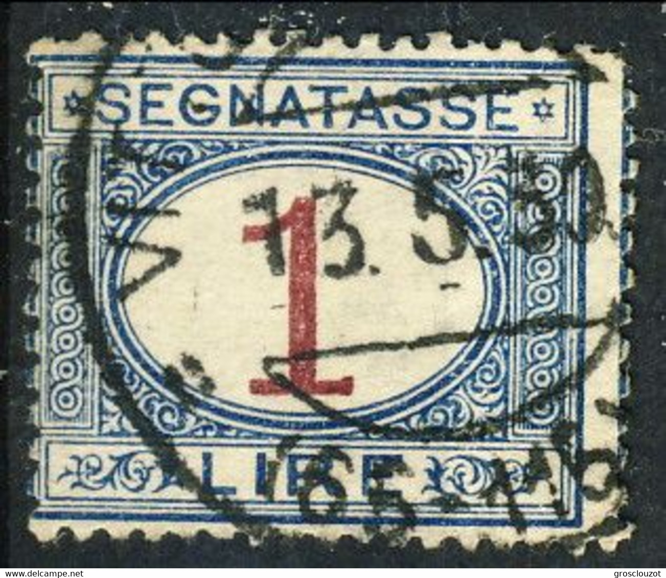 Regno Tasse 1874 Sass. N. 11 Lire 1 Azzurro Chiaro E Bruno, Usato Cat. € 25 - Taxe