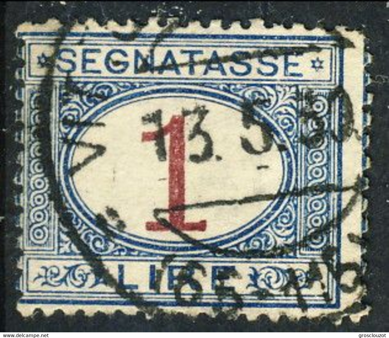 Regno Tasse 1874 Sass. N. 11 Lire 1 Azzurro Chiaro E Bruno, Usato Cat. € 25 - Segnatasse