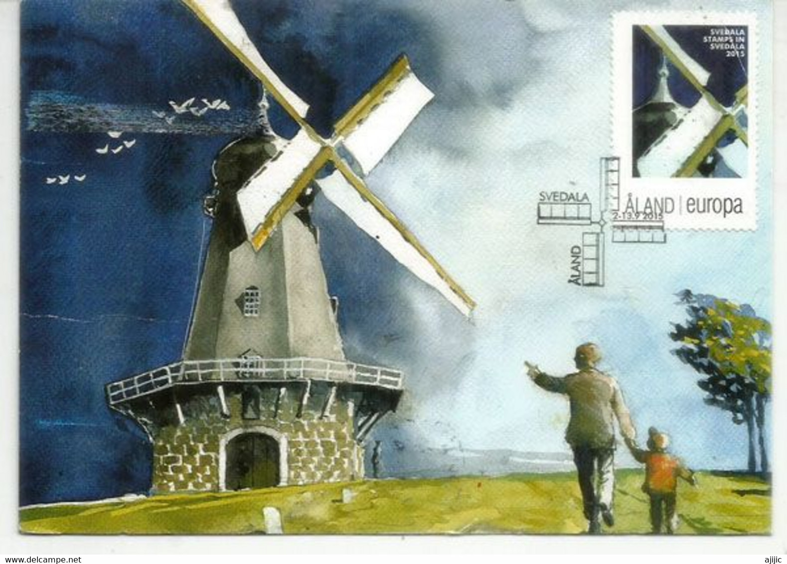 Norway Stamps On Norway Windmill Postcard (Svedala Stamp), Sent To Andorra, With Arrival Postmark - Lettres & Documents