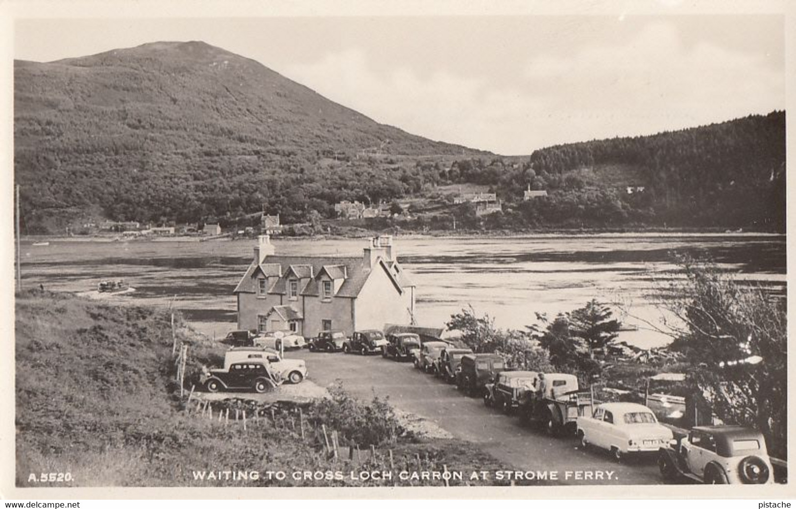 108 - Real B&W RPPC Photo - Scotland - Loch Carron At Strome Ferry - Cars - VG Condition - By J.B. White - 2 Scans - Ross & Cromarty