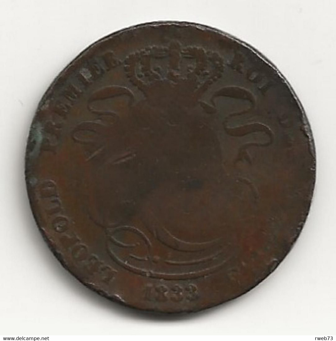 BELGIQUE - 5 Centimes - 1833 - TB/TTB - 5 Cents