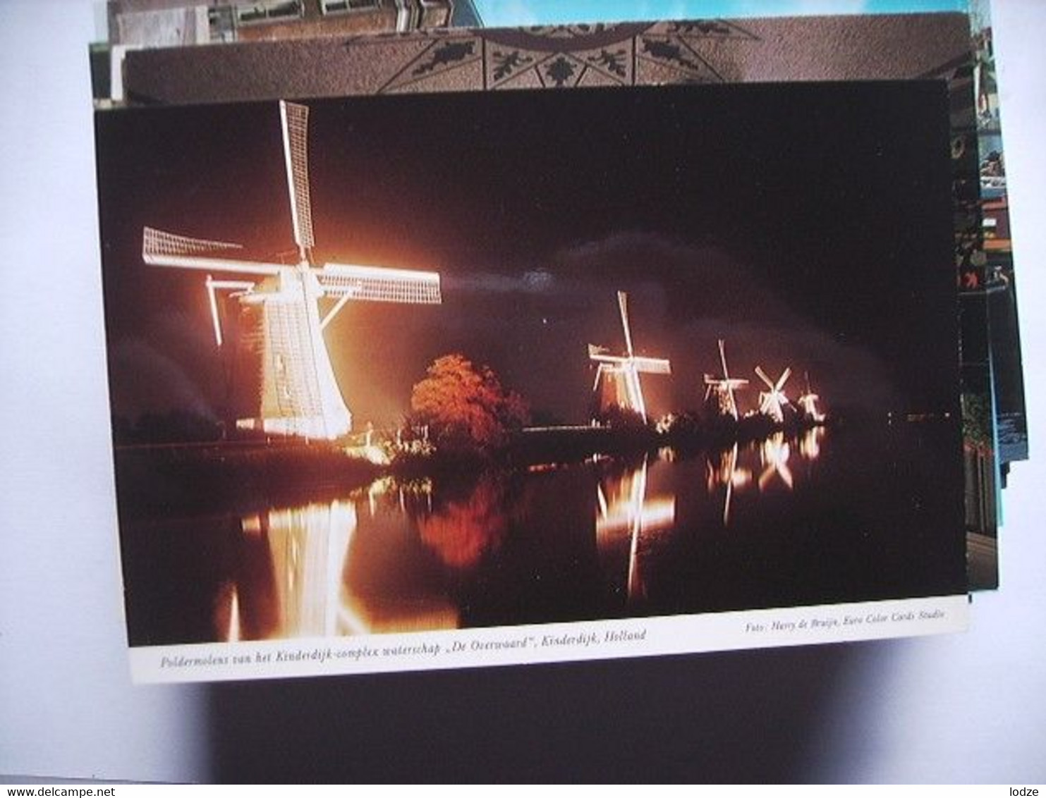 Nederland Holland Pays Bas Kinderdijk Met Verlichte Molens Bij Nacht - Kinderdijk