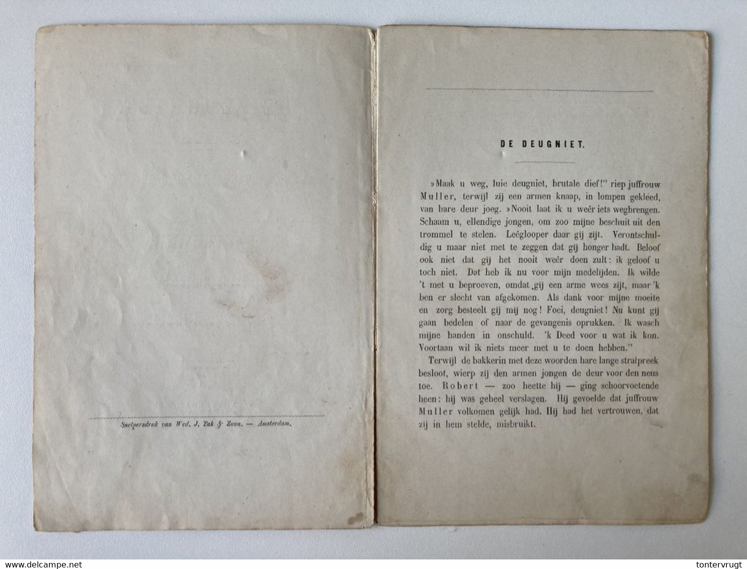 1875 De Deugniet, Eene Geschiedenis Voor De Jeugd – Jacob Witmond - Oud