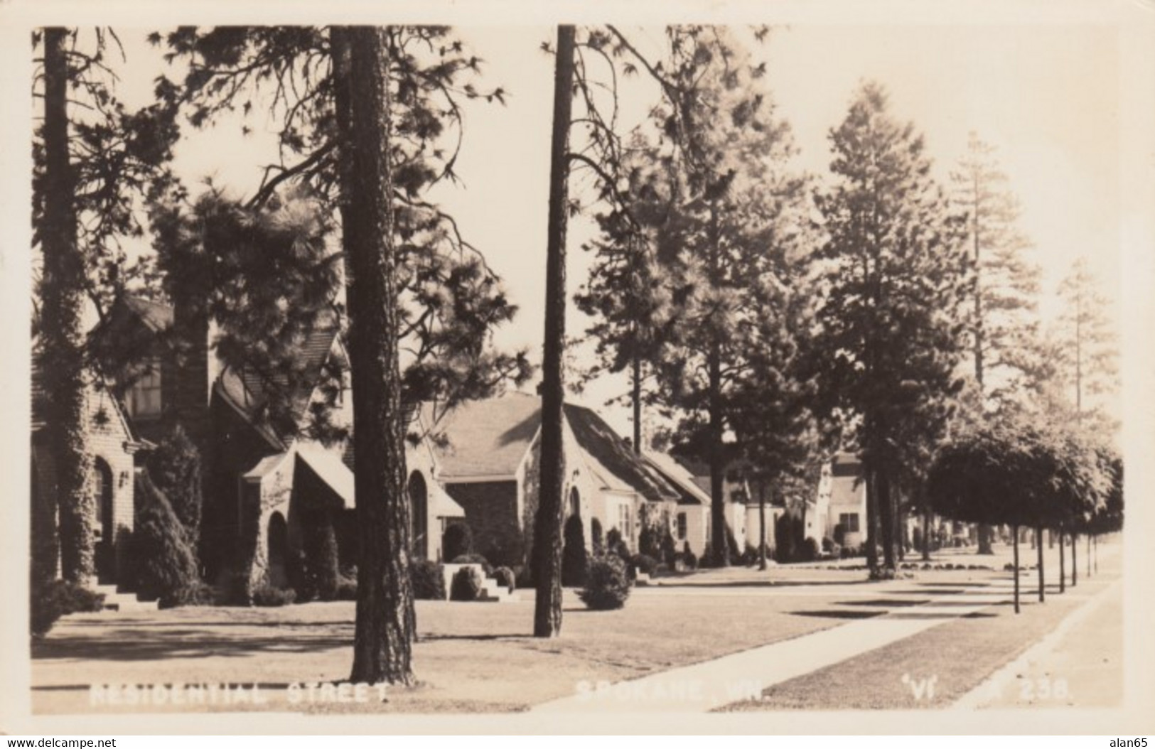 Spokane Washington, Residential Street Scene, C1940s Vintage Real Photo Postcard - Spokane