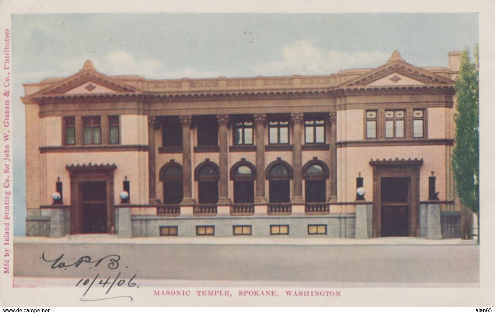Spokane Washington, Masonic Temple Architecture, C1900s Vintage Postcard - Spokane