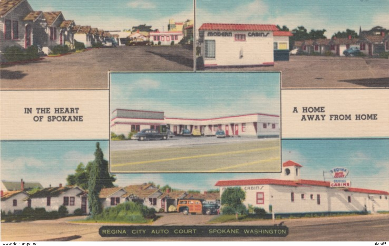 Spokane Washington, Regina City Auto Court, Motel Lodging, C1940s Vintage Linen Postcard - Spokane