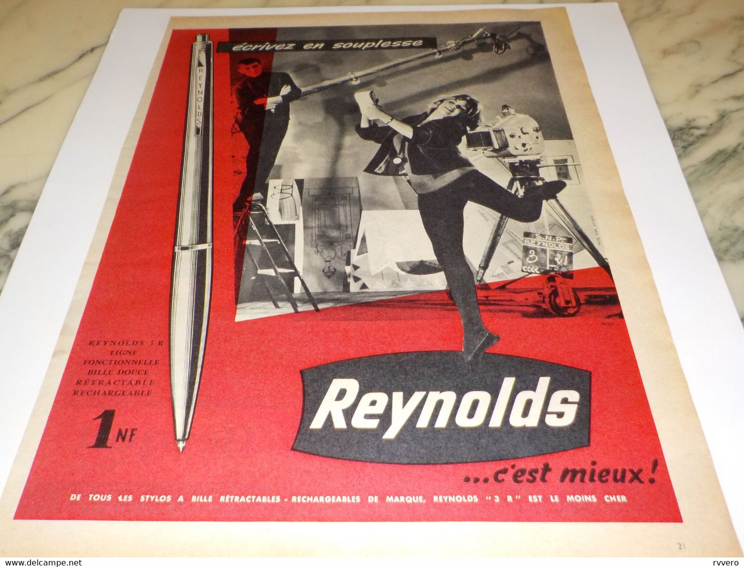 ANCIENNE PUBLICITE ECRIVEZ EN SOUPLESSE STYLO REYNOLDS 1960 - Other & Unclassified