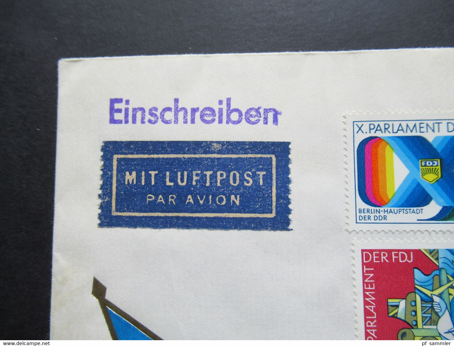 DDR X. Parlament FDJ 1979 Einschreiben Mit Luftpost Nach Gaza Jerusalem Israel R-Zettel 9408 Schlemma 1 - Storia Postale