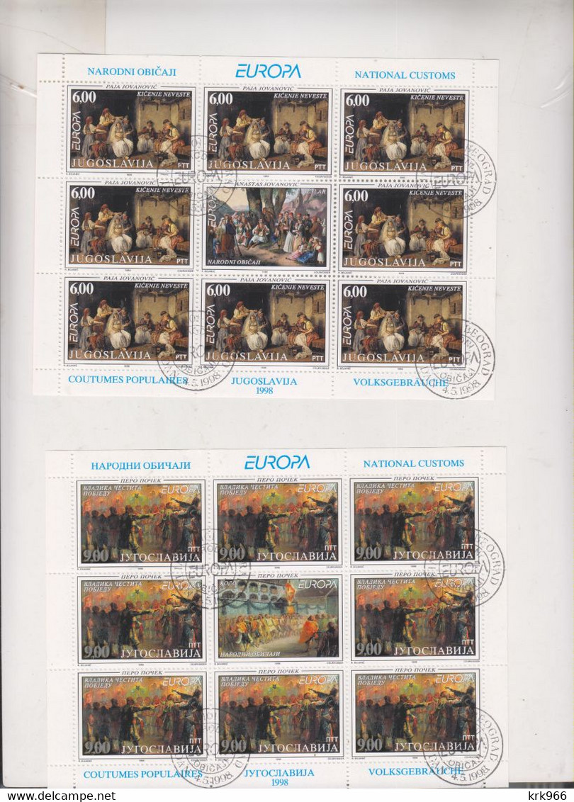 YUGOSLAVIA 1998 Sheet Set Used CTO EUROPA CEPT - Oblitérés