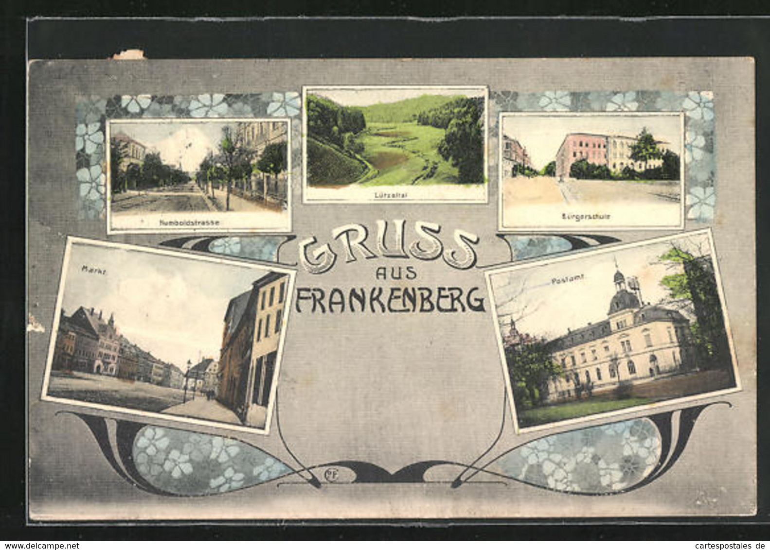 AK Frankenberg I. Sa., Bürgerschule, Humboldstrasse, Postamt - Frankenberg