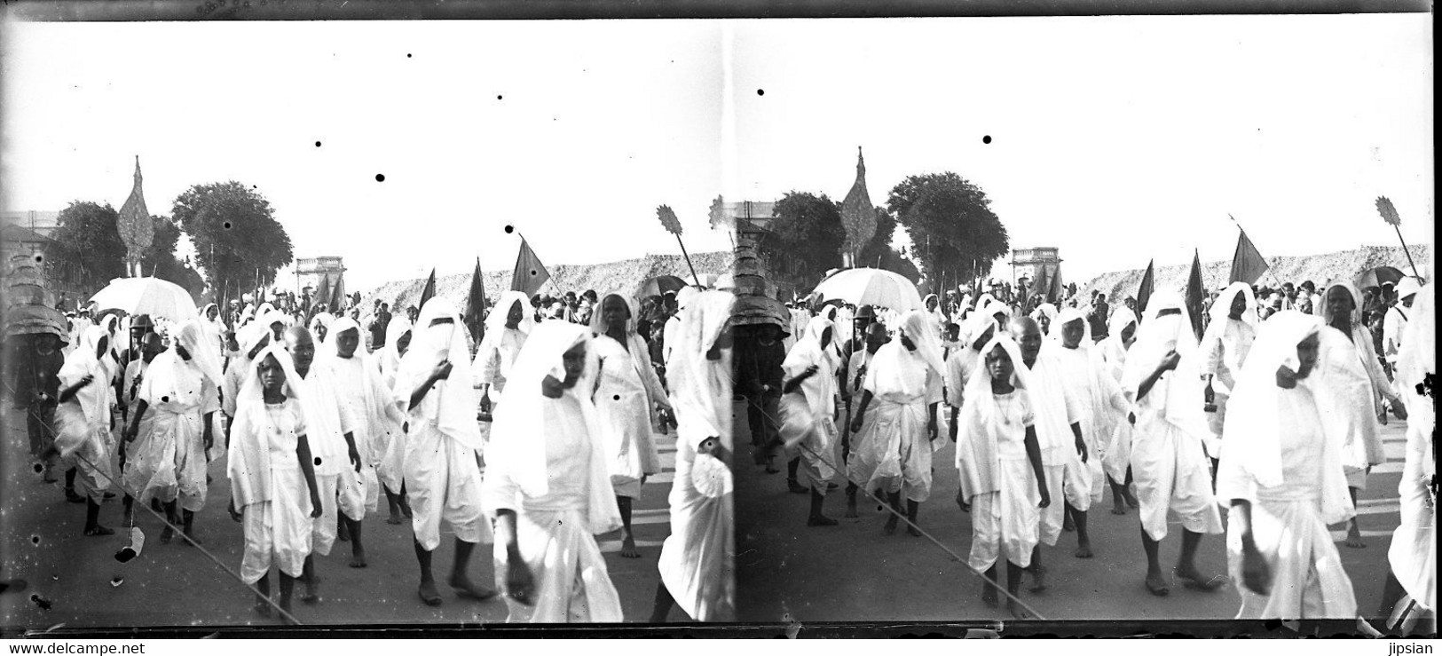 Lot 24 Plaques Verre Photo Stéréo Négatives Cérémonies Incinération Du Roi Cambodge Sisowath à Phnom Penh 2 Mars 1928 MP - Antiche (ante 1900)