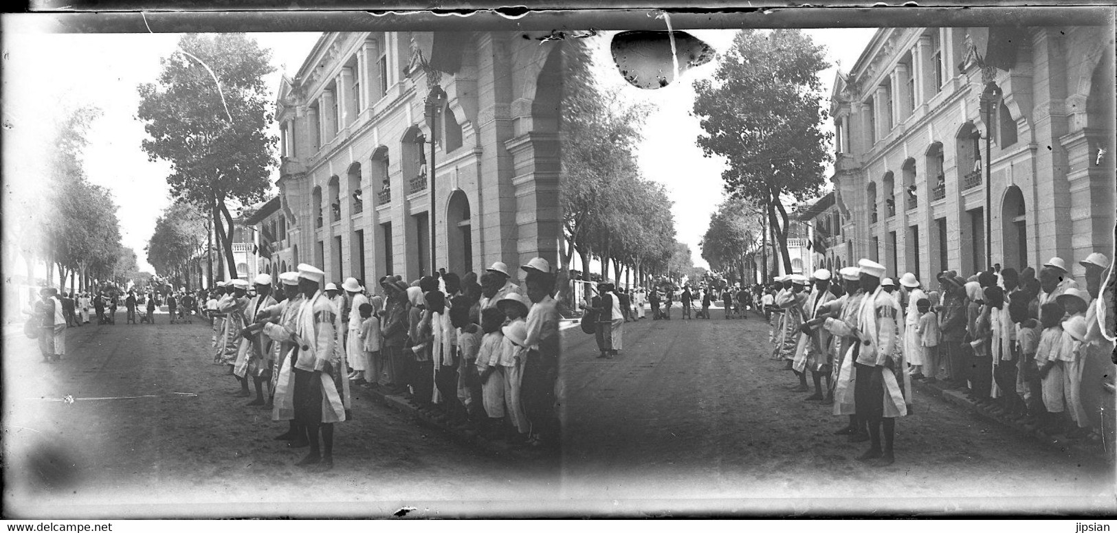 Lot 24 Plaques Verre Photo Stéréo Négatives Cérémonies Incinération Du Roi Cambodge Sisowath à Phnom Penh 2 Mars 1928 MP - Antiche (ante 1900)