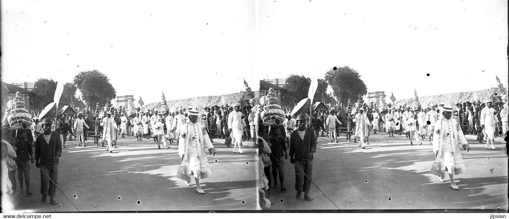 lot 24 plaques verre photo stéréo négatives Cérémonies Incinération du Roi Cambodge Sisowath à Phnom Penh 2 mars 1928 MP