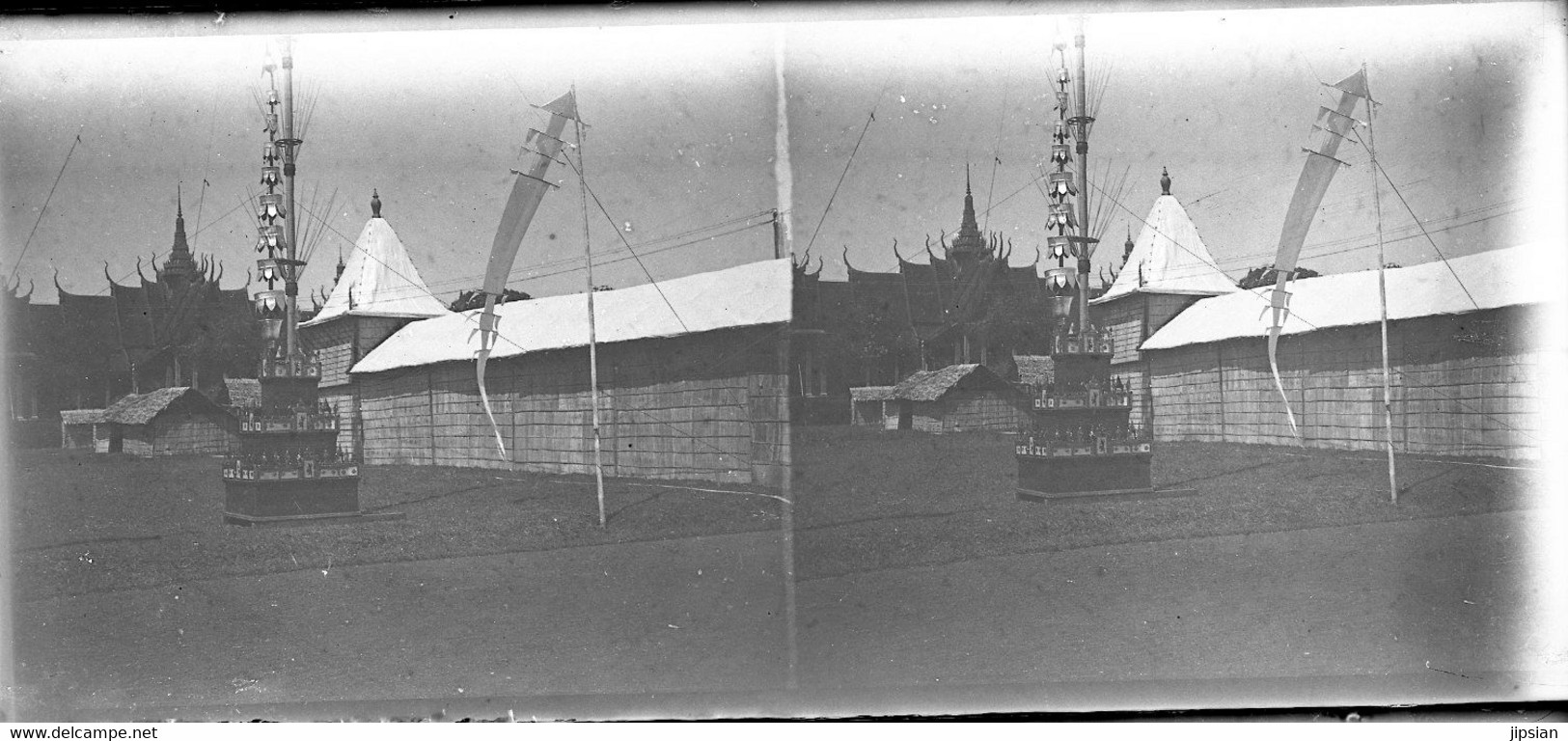 lot 24 plaques verre photo stéréo négatives Cérémonies Incinération du Roi Cambodge Sisowath à Phnom Penh 2 mars 1928 MP