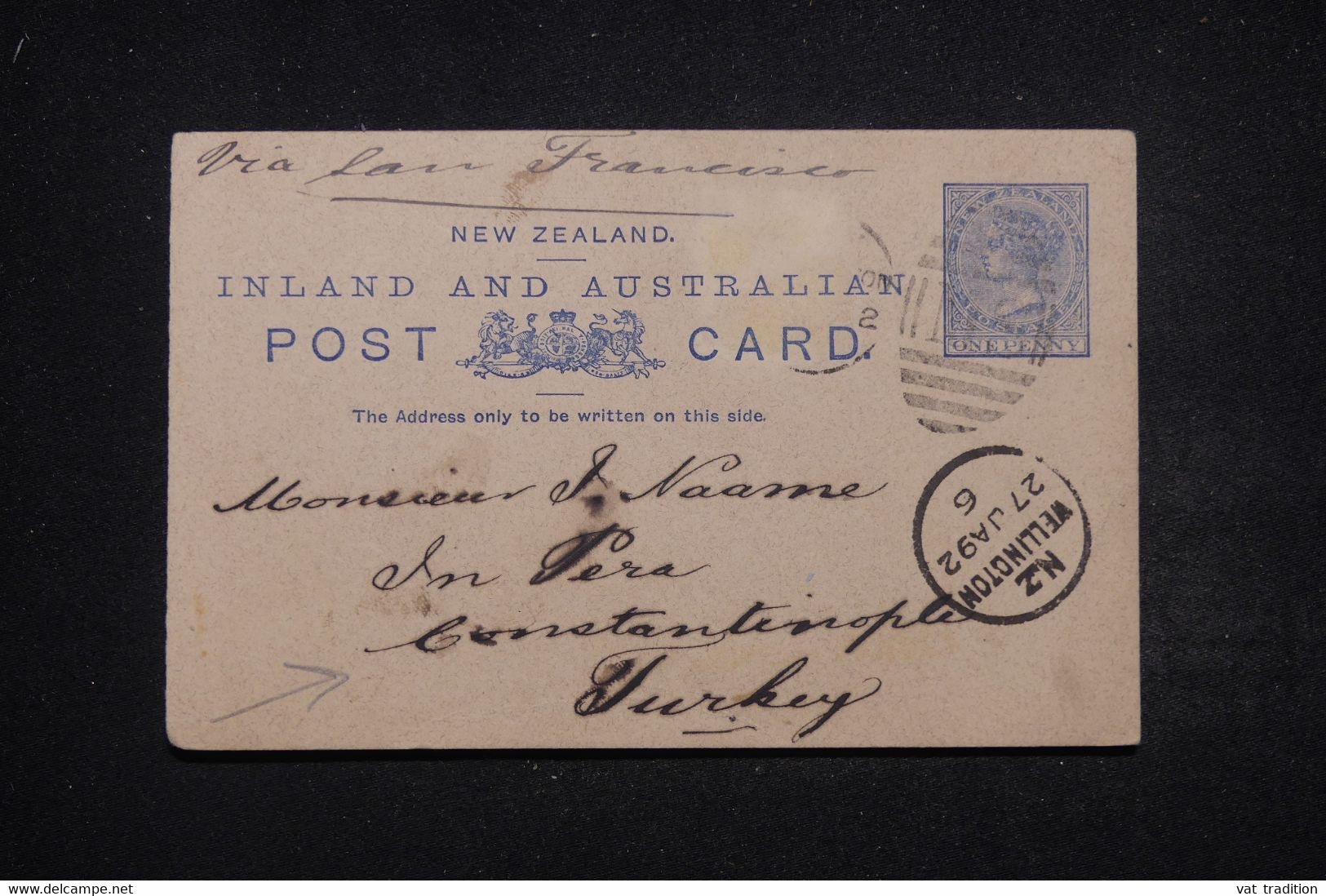 NOUVELLE ZÉLANDE - Entier Postal De Masterton Pour Constantinople ( Turquie ) En 1892 - L 98524 - Brieven En Documenten