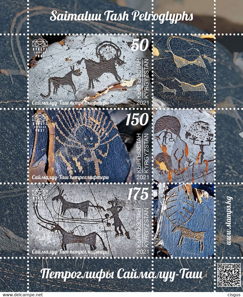 Kirgistan Kyrgyzstan 2021 Delivery Within 4 Weeks MNH ** Mi 172-74 Block Petroglyph - Kirgizië