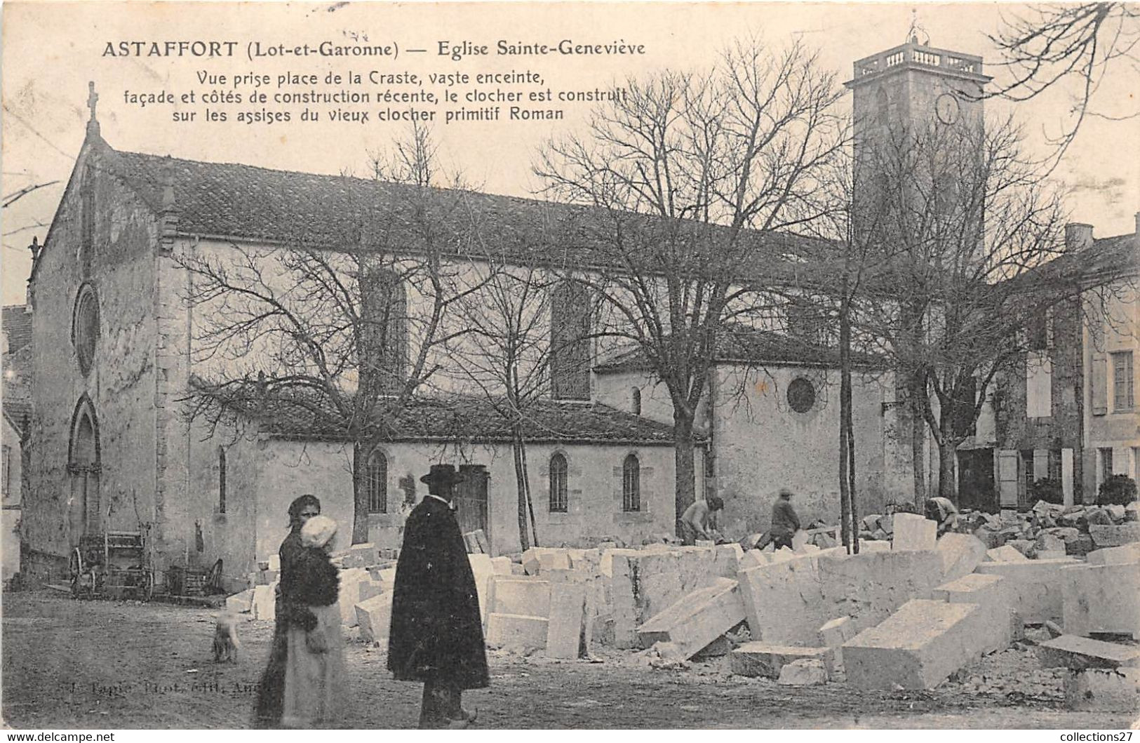 47-ASTAFFORT- EGLISE SAINTE-GENEVIEVE- VUE PRISE PLACE DE LA CRASTE, VASTE ENCEINTE .... - Astaffort