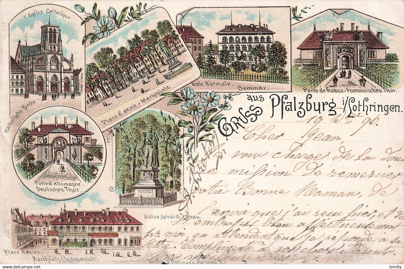 & 57 Phalsbourg Pfalzburg Gruss Aus Multivues Ecole Normale Place  + Timbre Reich Cachet 1896 Occupation Alsace Lorraine - Phalsbourg