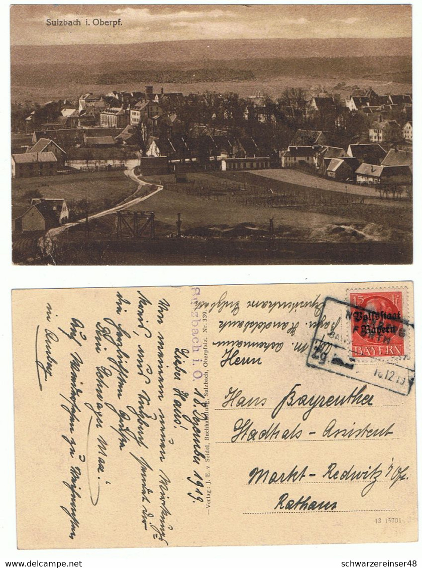 Ansichtskarte Von Sulzbach-Rosenberg, Mit Bahnpoststempel - Sulzbach-Rosenberg