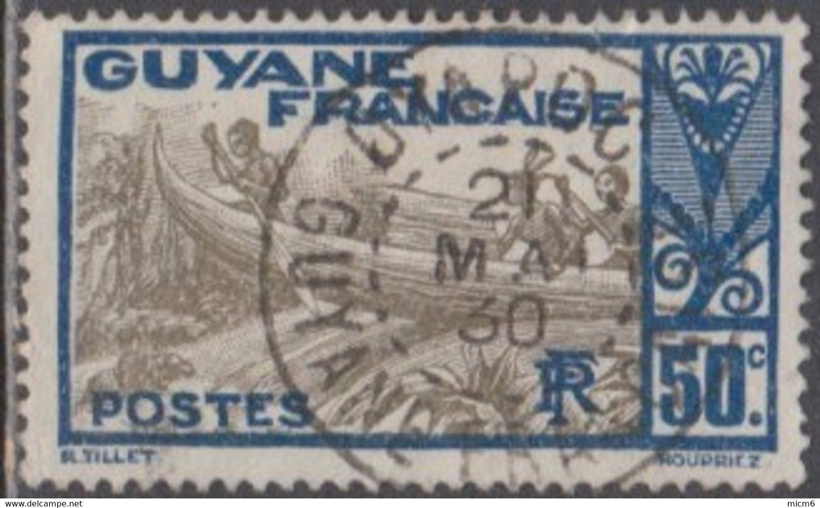 Guyane Française 1922-1947 - Oyapoc Sur N° 120 (YT) N° 120 (AM). Oblitération De 1930. - Gebraucht