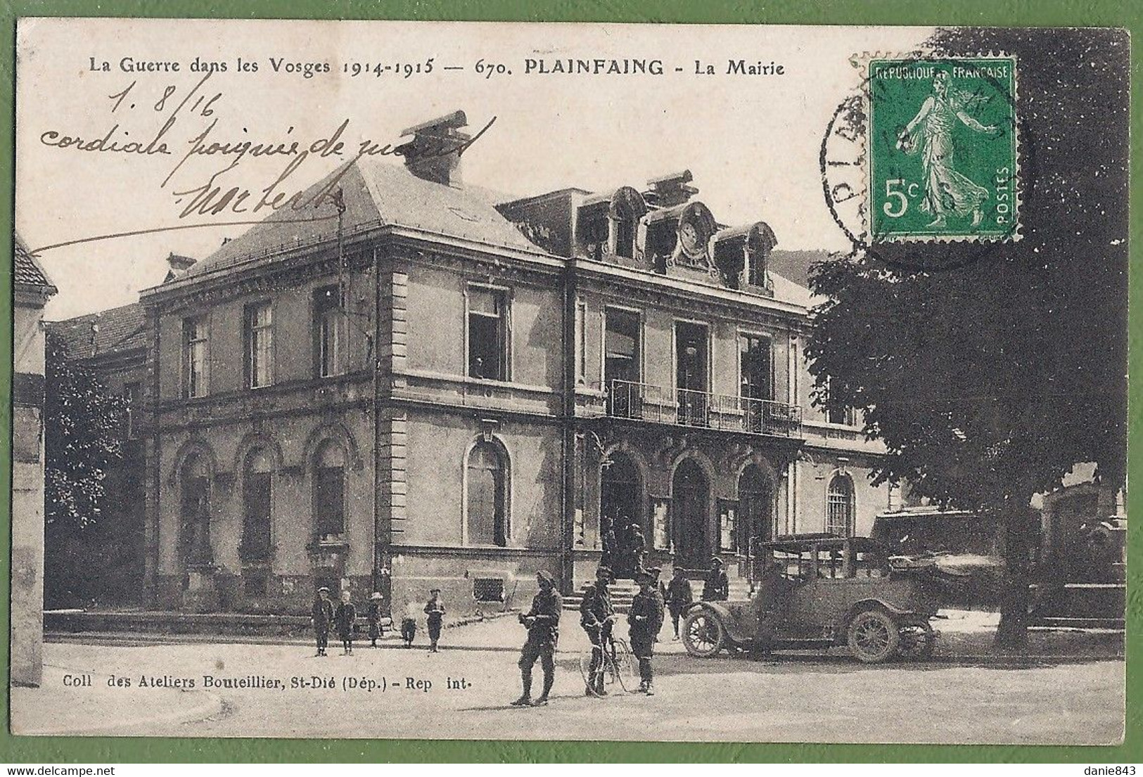 CPA  - VOSGES - PLAINFAING - LA MAIRIE - Belle Animation, Automobile, Militaires - Collection Des Ateliers Bouteillier - Plainfaing