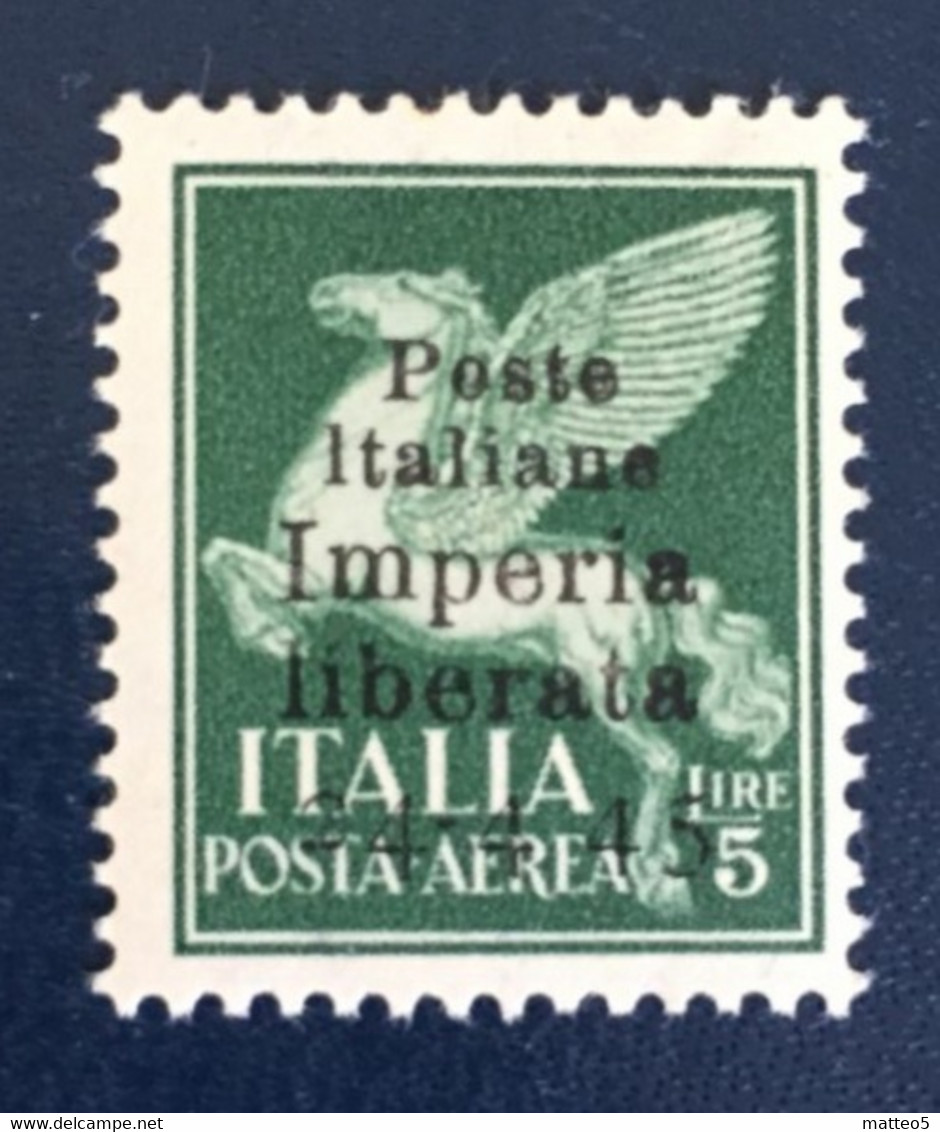 1945 -Italia - Posta Aerea - Soprastampa Imperia Liberata - Monumenti Distrutti -  Lire 5 - Centraal Comité Van Het Nationaal Verzet (CLN)