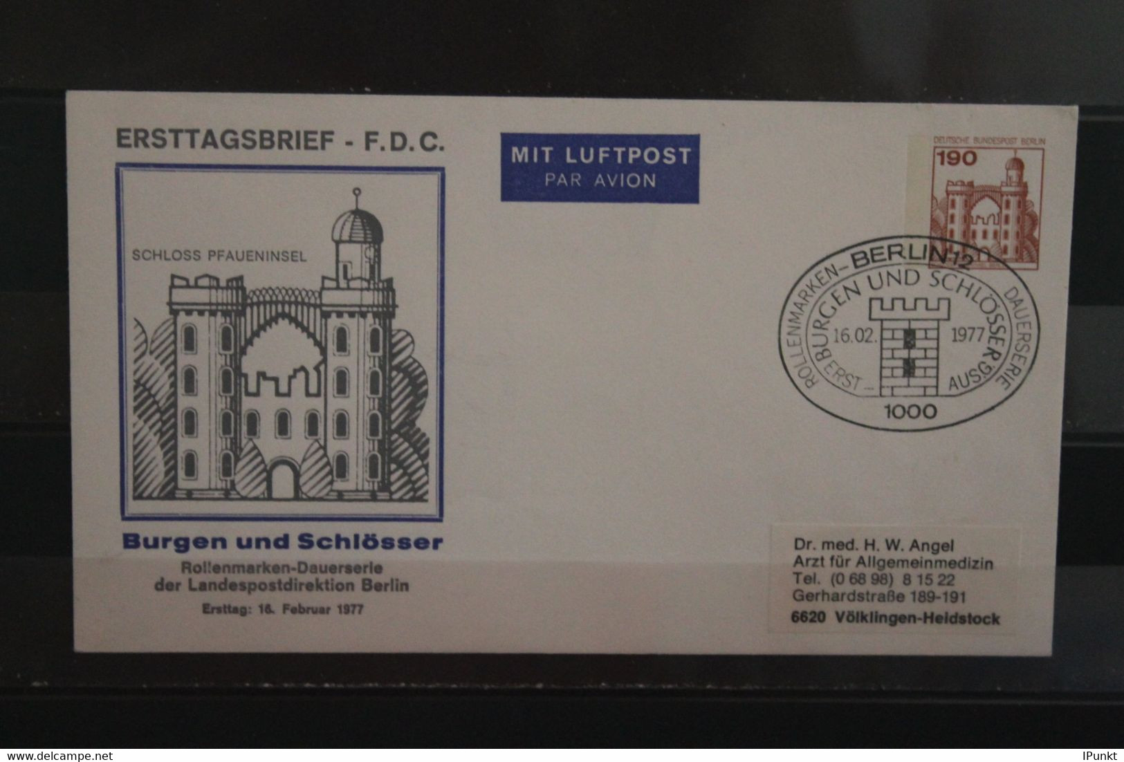 Berlin 1977, Ganzsache Burgen Und Schlösser, 190, MiNr.539 - Enveloppes Privées - Oblitérées