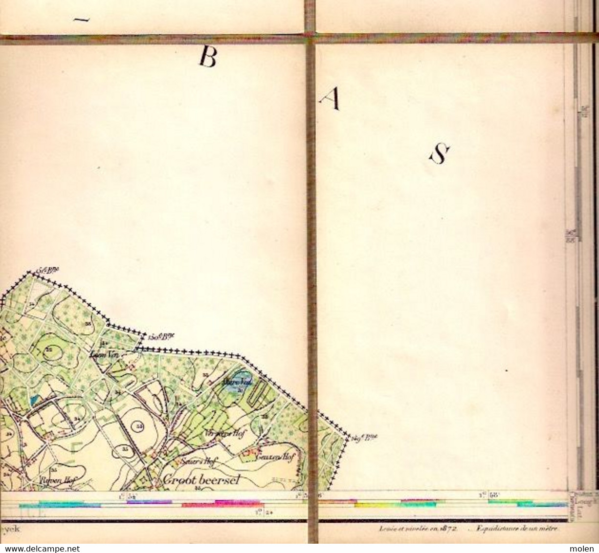 Situatie In 1872 GROOT-BEERSEL MILITAIRE STAFKAART 18/3 In Linnen ©1880 MOLENBEERSEL KINROOI  GROOTBEERSEL S802 - Kinrooi