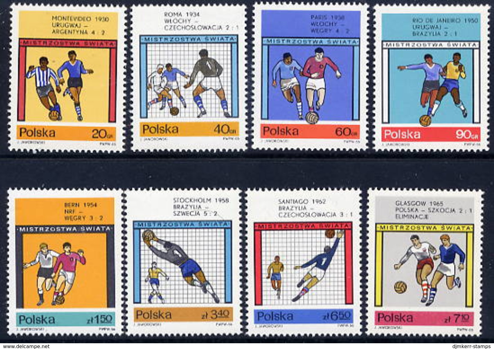 POLAND 1966 Football World Cup Set MNH / **.  Michel 1665-72 - Unused Stamps