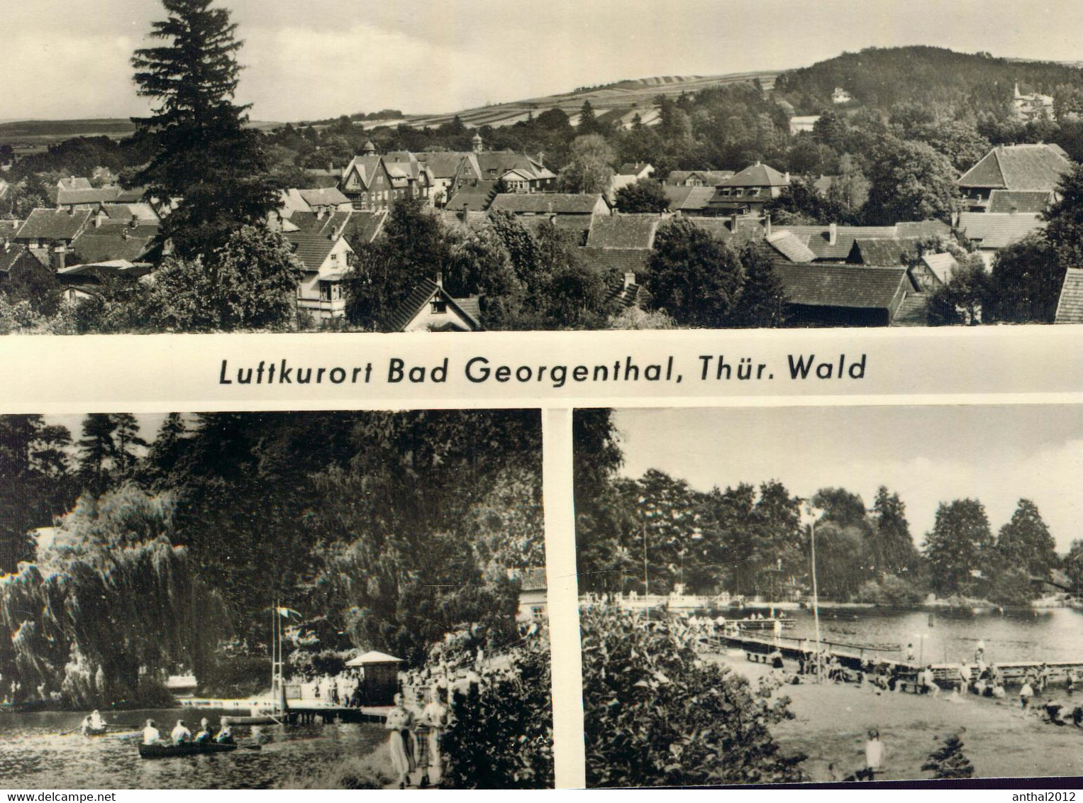 Rarität Bad Georgenthal Wohnhäuser Schwimmbad Ruderboot Personen 1970 - Georgenthal