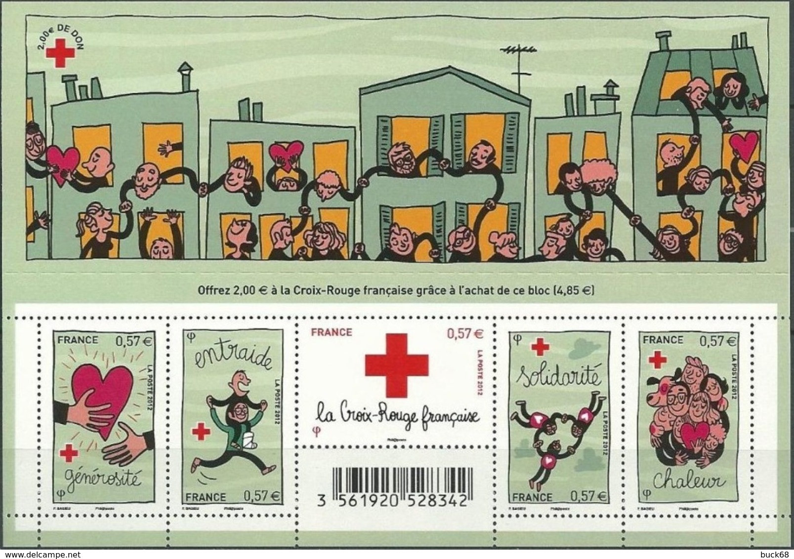 FRANCE 4699 à 4703 F4699 ** MNH Croix-Rouge Générosité Entraide Solidarité Chaleur Red Cross (CV 20 €) - Ungebraucht