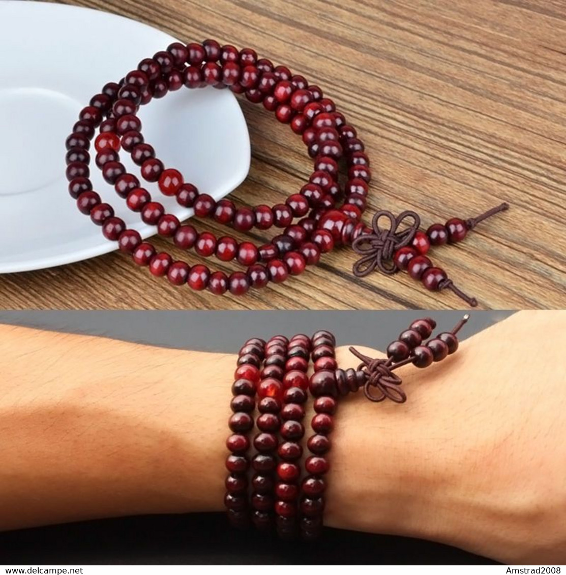 BRACCIALE DI LEGNO PREGHIERA  QYIN-YANG BUDDHA TIBETANO DALAI LAMA ZEN KUNG-FU SPIRITUALE - Bracelets