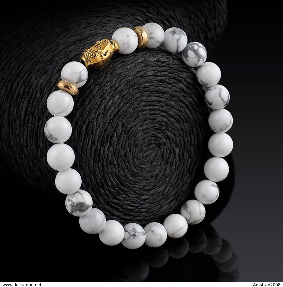 BRACCIALE DI PIETRA CON CIONDOLO BUDDHA  PREGHIERA  QYIN-YANG BUDDHA TIBETANO DALAI LAMA ZEN KUNG-FU SPIRITUALE - Armbänder