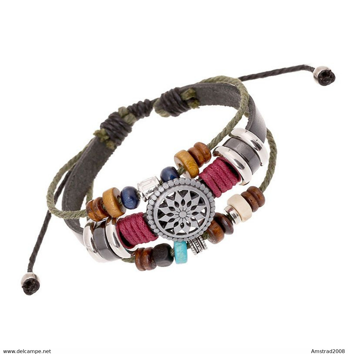 BRACCIALE PIRATE DEI CARAIBI IN PELLE DEL CAPITANO JACK SPAROW BARBAROSSA SPIRITO DEL MARE - Pulseras