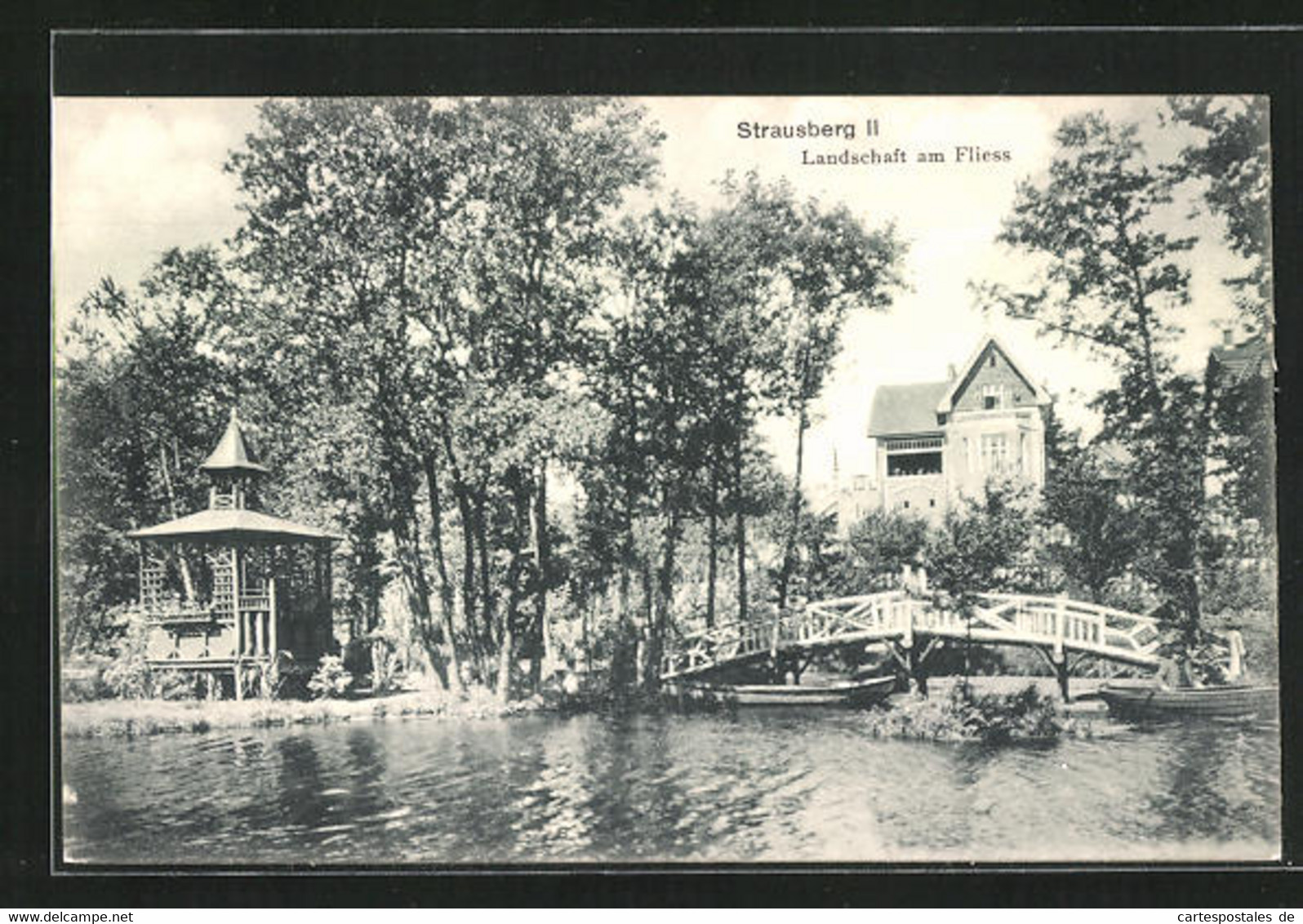 AK Strausberg, Landschaft Am Fliess Mit Brücke - Strausberg