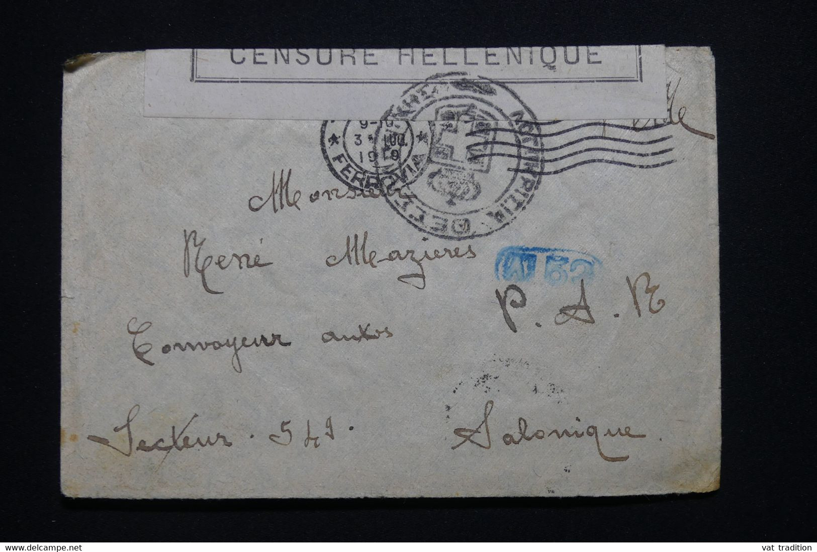 GRECE  - Enveloppe Pour Un Soldat à Salonique En 1919 Avec Contrôle Postal - L 98594 - Covers & Documents