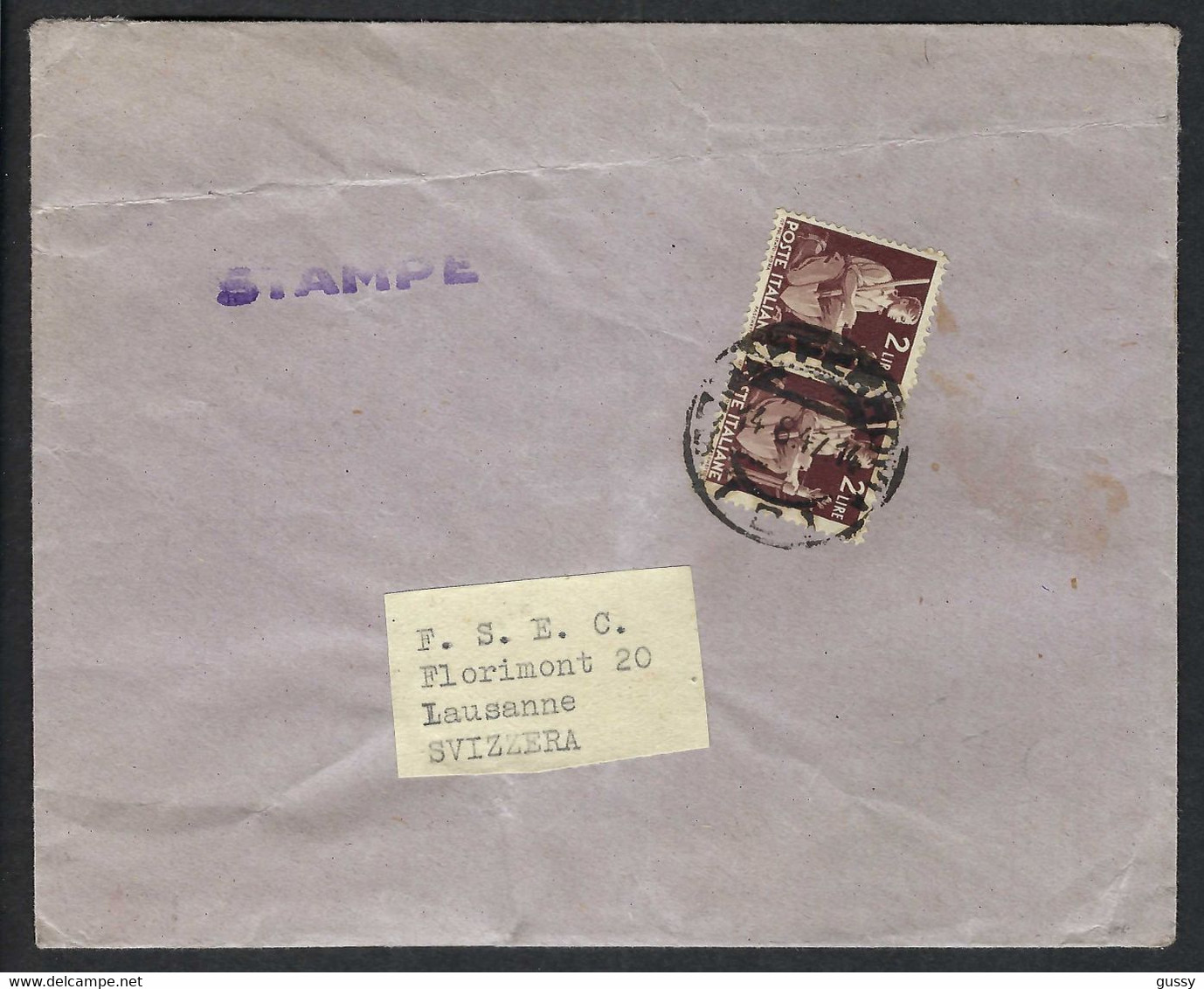 ITALIE 1947: LSC De Rome Pour La Suisse, Affr, De 4L , Tarif Imprimés - 1946-47 Corpo Polacco Periode