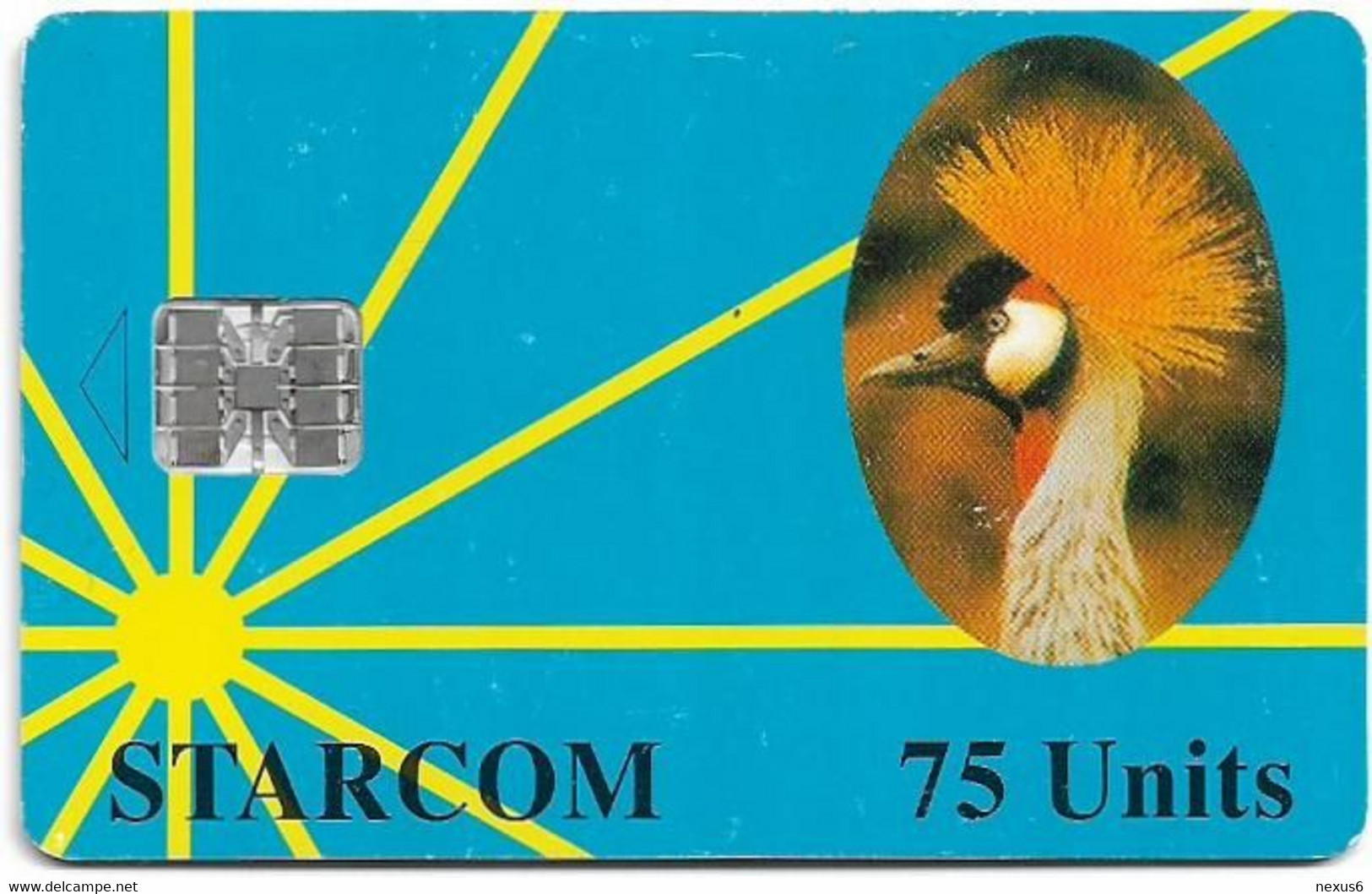 Uganda - Starcom - Crane Bird (Blue), (Reverse #2), SC7, 75U, Used - Uganda