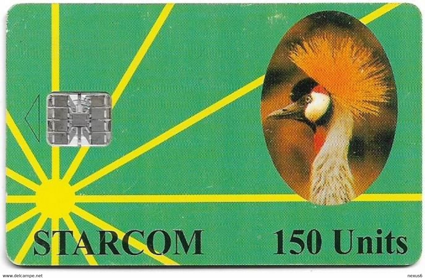 Uganda - Starcom - Crane Bird (Green), (Reverse #2), SC7, 150U, Used - Uganda