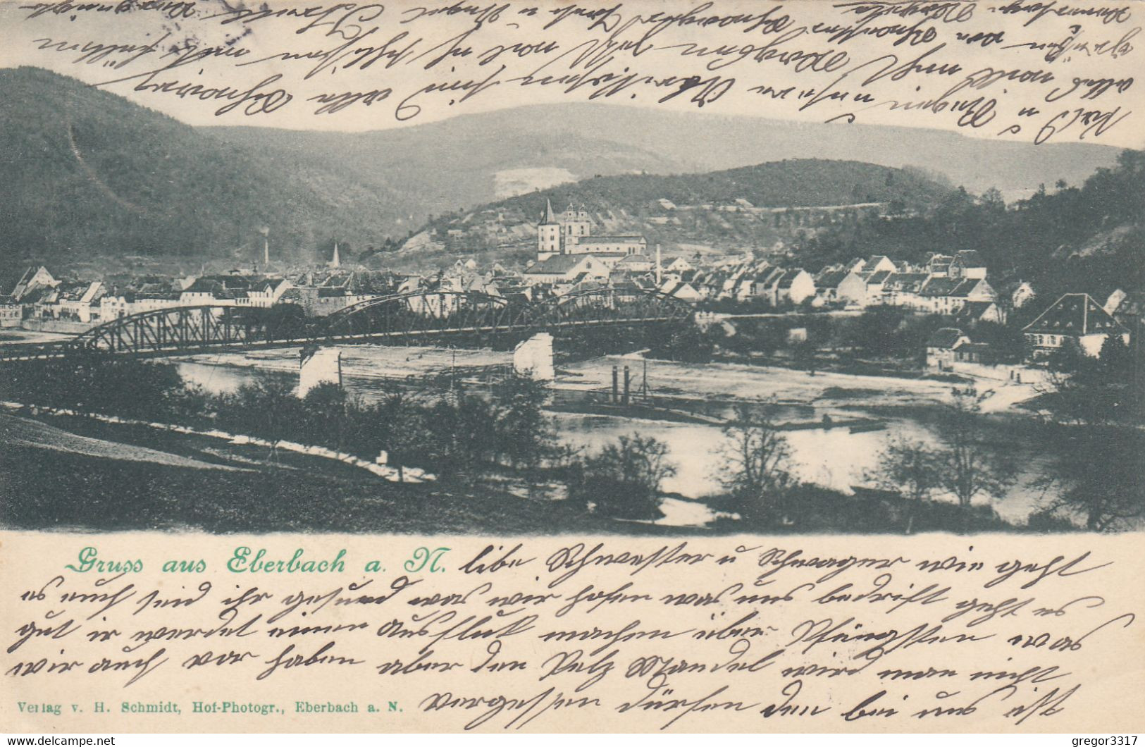 5336) GRUSS Aus EBERBACH A. N.  - Brücke Häuer Usw. Tolle LITHO - 14.05.1902 !! - Eberbach