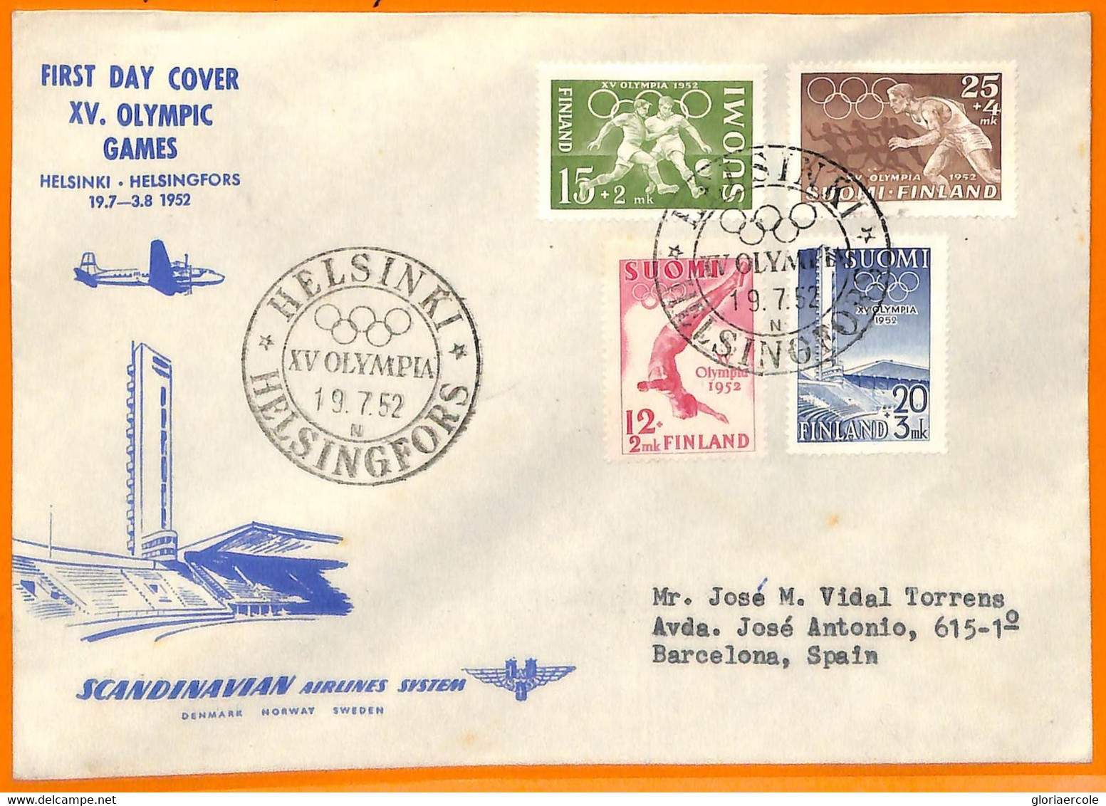 Aa2838 -  FINLAND - POSTAL HISTORY - 1952 Olympics  FDC COVER 1st Day Of Games - Ete 1952: Helsinki