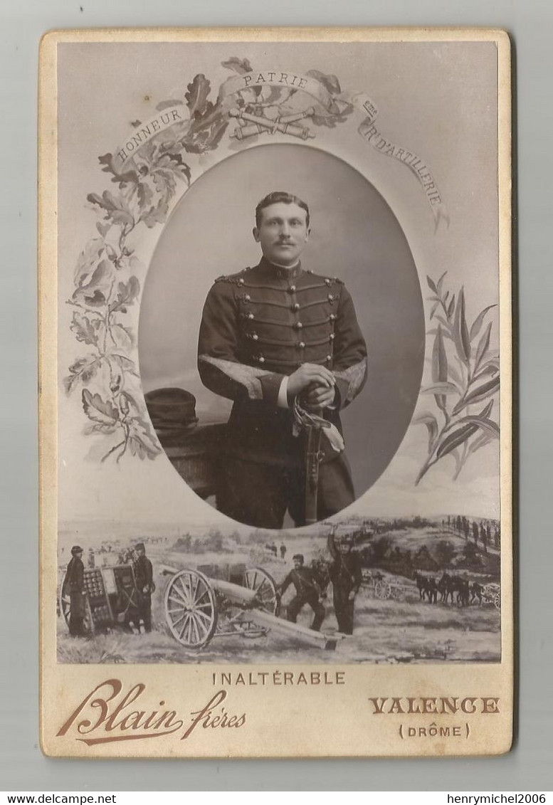 Photographie Honneur Et Patrie Du 6 Régiment D'artillerie Photo Cabinet De Blain Frères Valence 26 Drome - Guerra, Militares